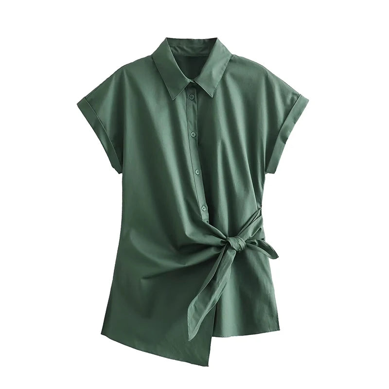 Magliette estive asimmetriche alla moda con dettaglio a fiocco