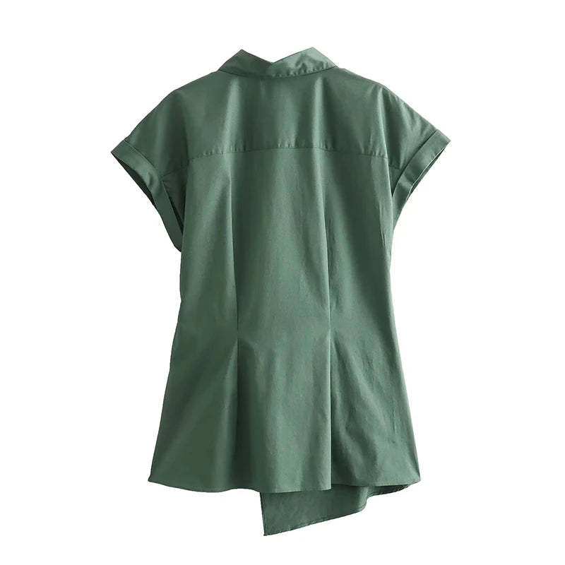 Magliette estive asimmetriche alla moda con dettaglio a fiocco