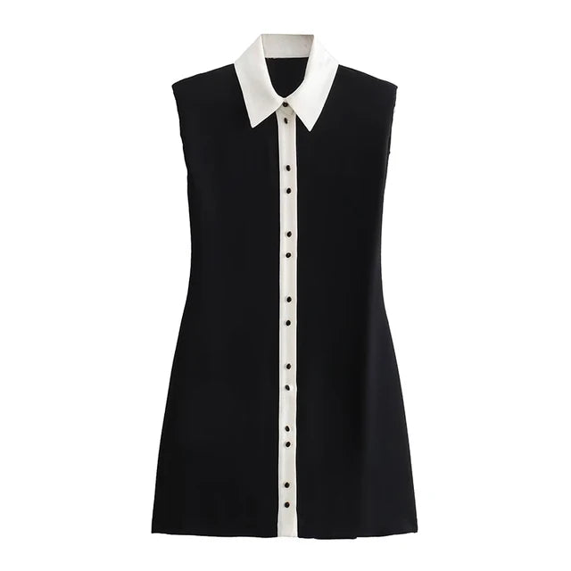 Trendy Lente Mode Zwarte Mini Jurk