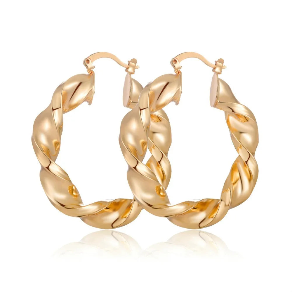 GoudGloed Trendy Geometrische Twisted Hoepeloorbellen