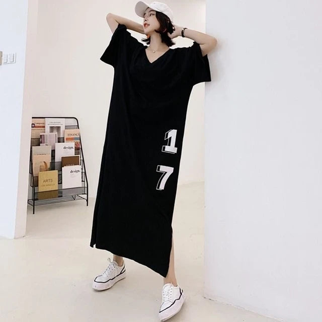 Nova Trendy Oversized T-shirt Jurk met Nummerprint