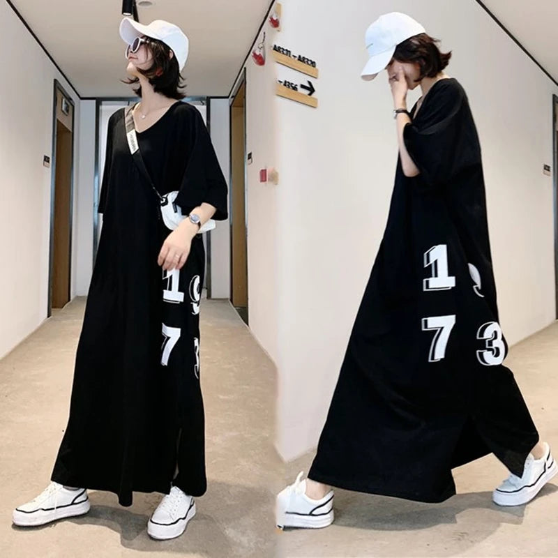 Nova Trendy Oversized T-shirt Jurk met Nummerprint