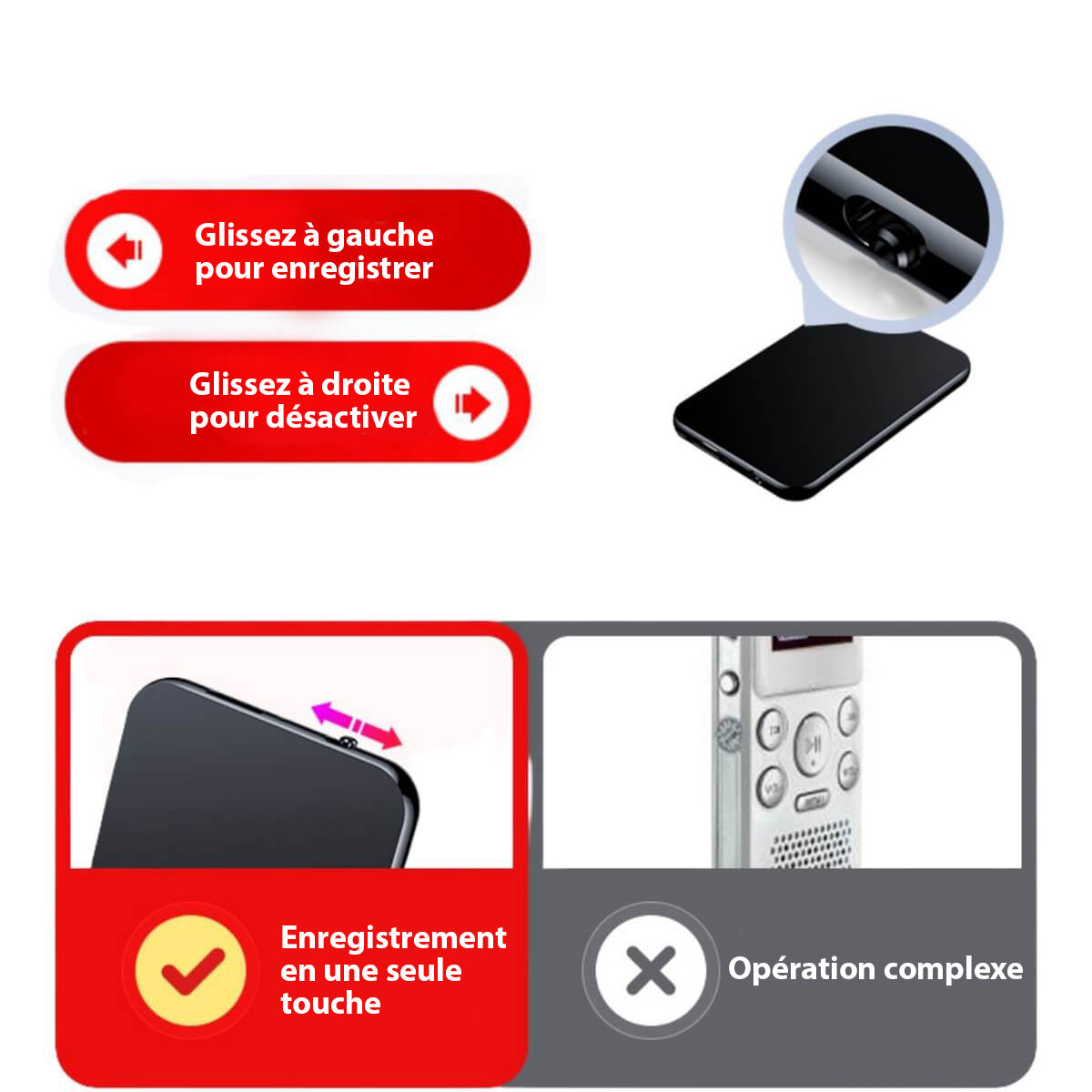 Ultra-dünner Mini-Audiorecorder für klare Tonaufnahmen