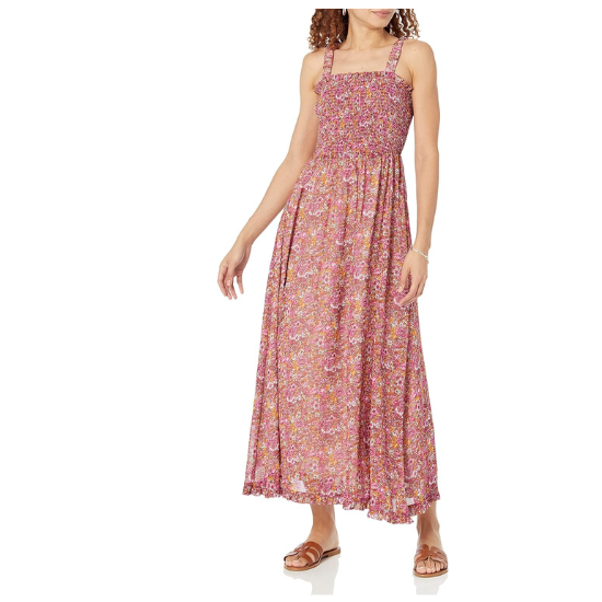 Aura Blumenkleid mit Smokwerk-Korsett