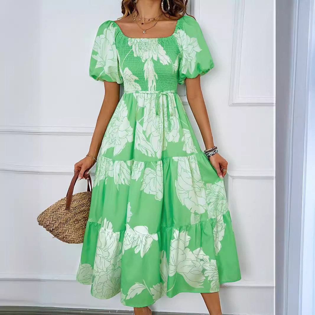 Valeria | Elegante off-shoulder midi-jurk met pofmouwen