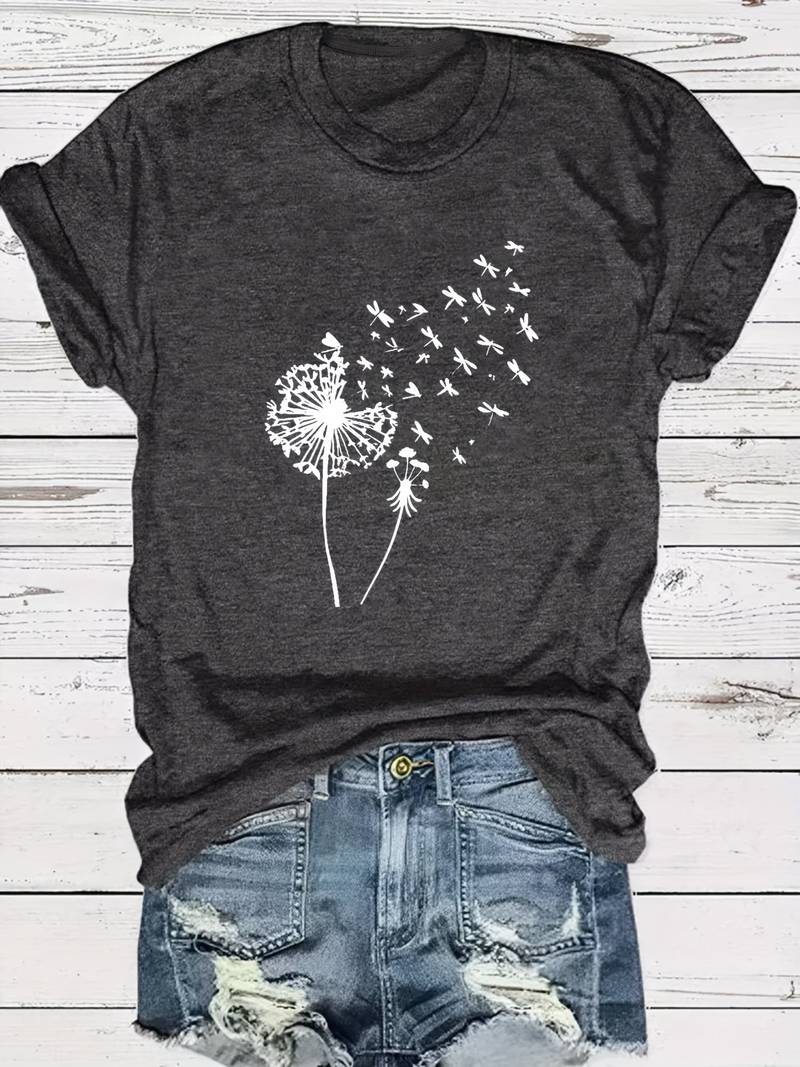 Vanessa | Camiseta casual con estampado gráfico de diente de león