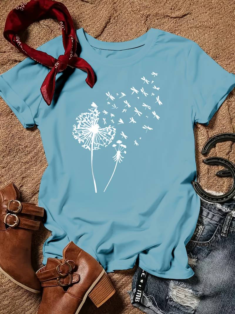 Vanessa | Camiseta casual con estampado gráfico de diente de león
