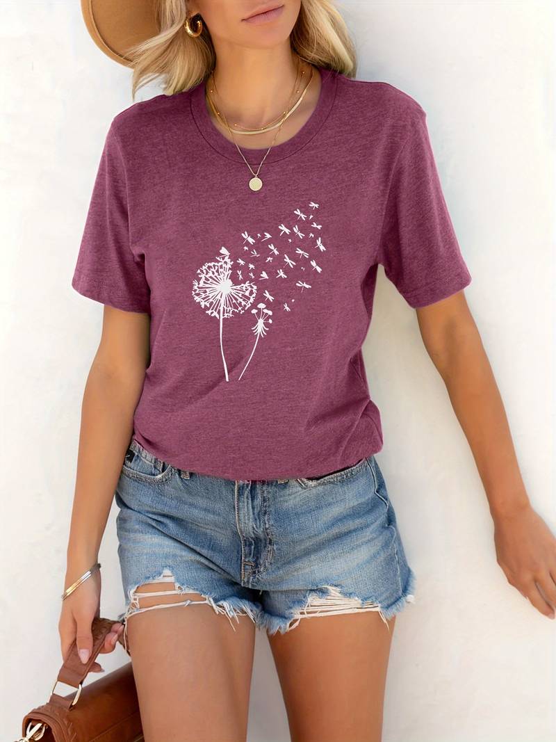 Vanessa | Camiseta casual con estampado gráfico de diente de león
