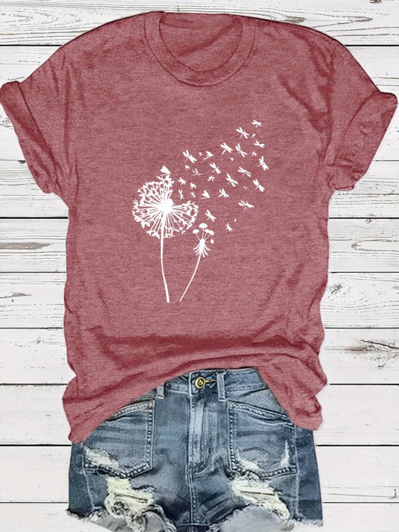 Vanessa | Camiseta casual con estampado gráfico de diente de león