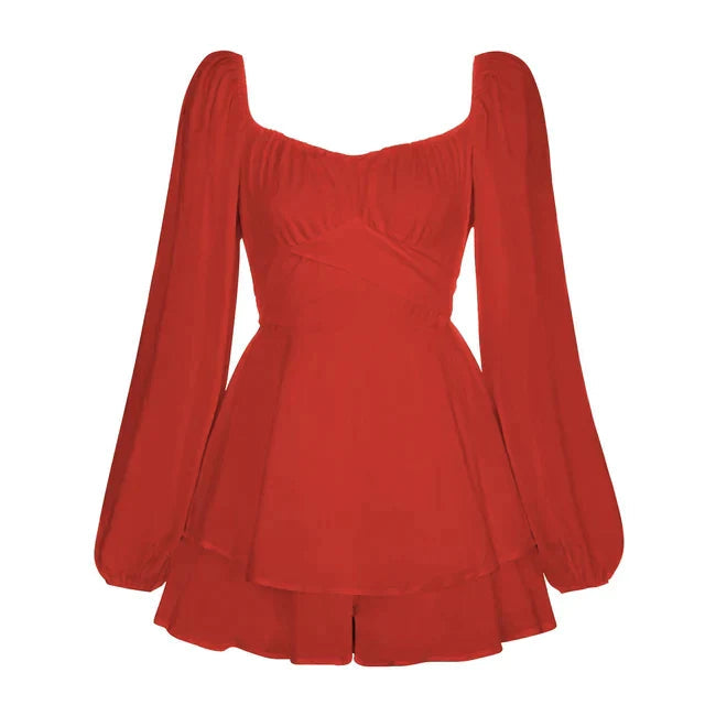 Vanessa | Ruffle Dream Minijurk met lange mouwen