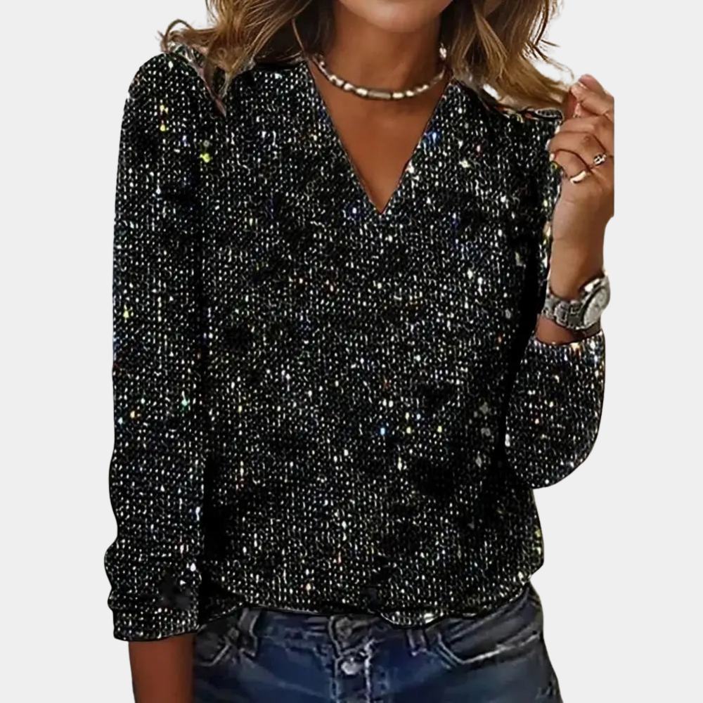 Vanessa | Stijlvolle glittertop met V-hals