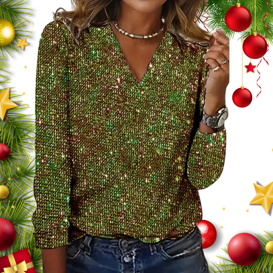 Vanessa | Stijlvolle glittertop met V-hals