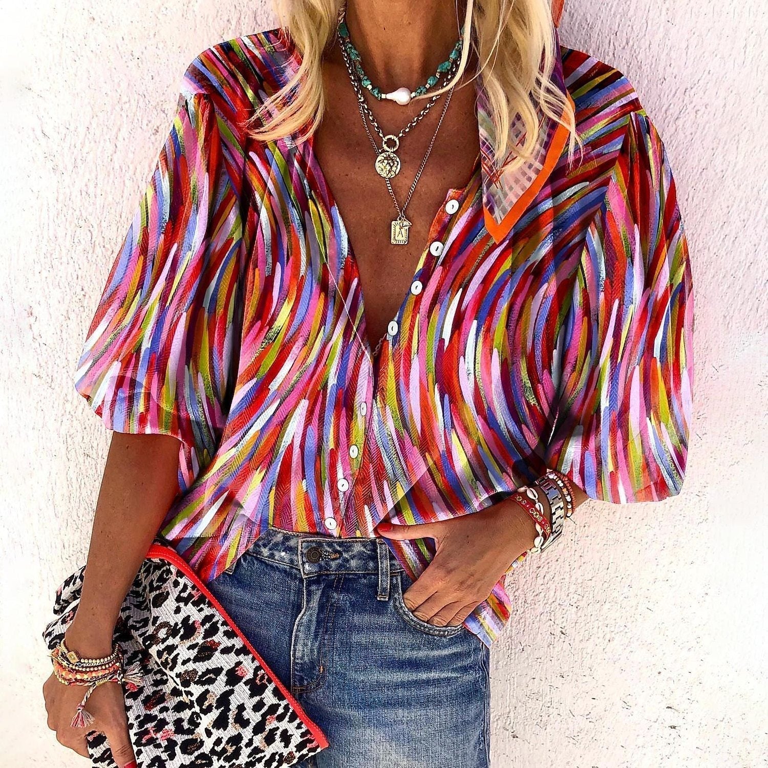 Vanessa | Trendy Boho Casual V-hals Blouse