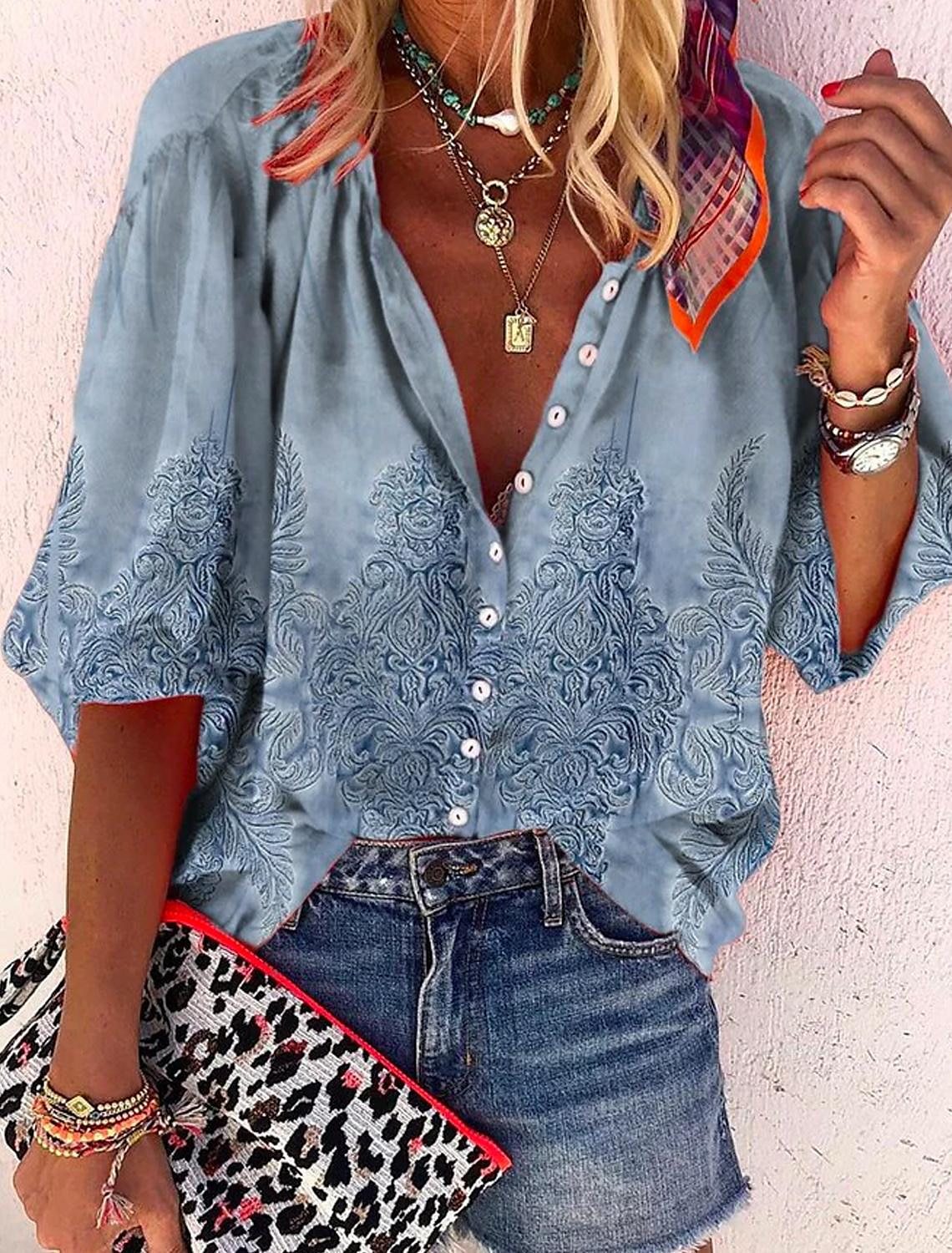 Vanessa | Trendy Boho Casual V-hals Blouse