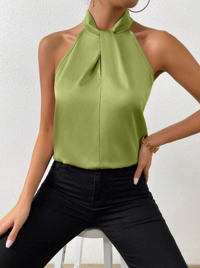 Vanna | Zijden top met knoophals
