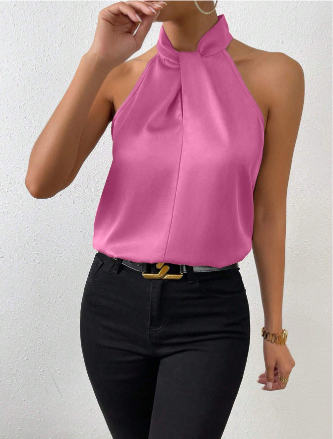 Vanna | Zijden top met knoophals
