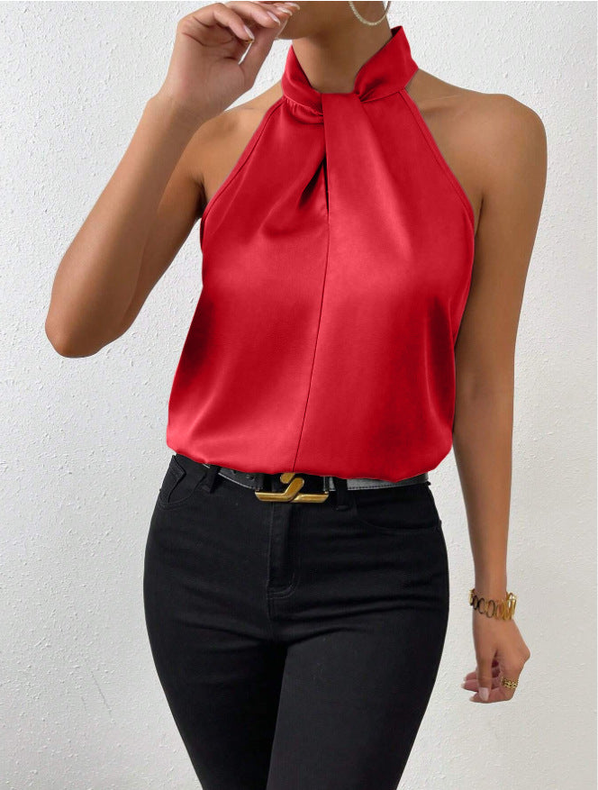 Vanna | Zijden top met knoophals
