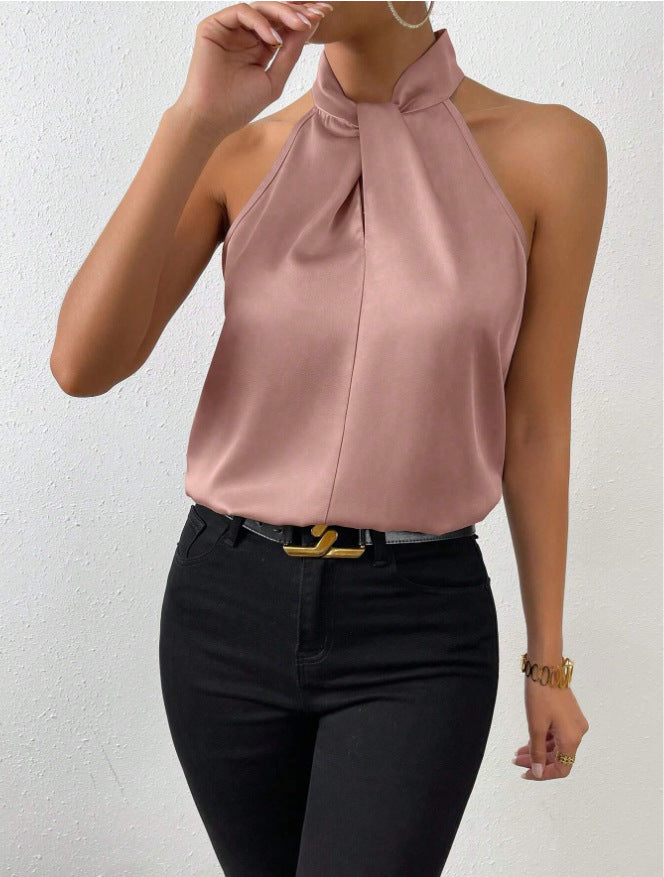 Vanna | Zijden top met knoophals