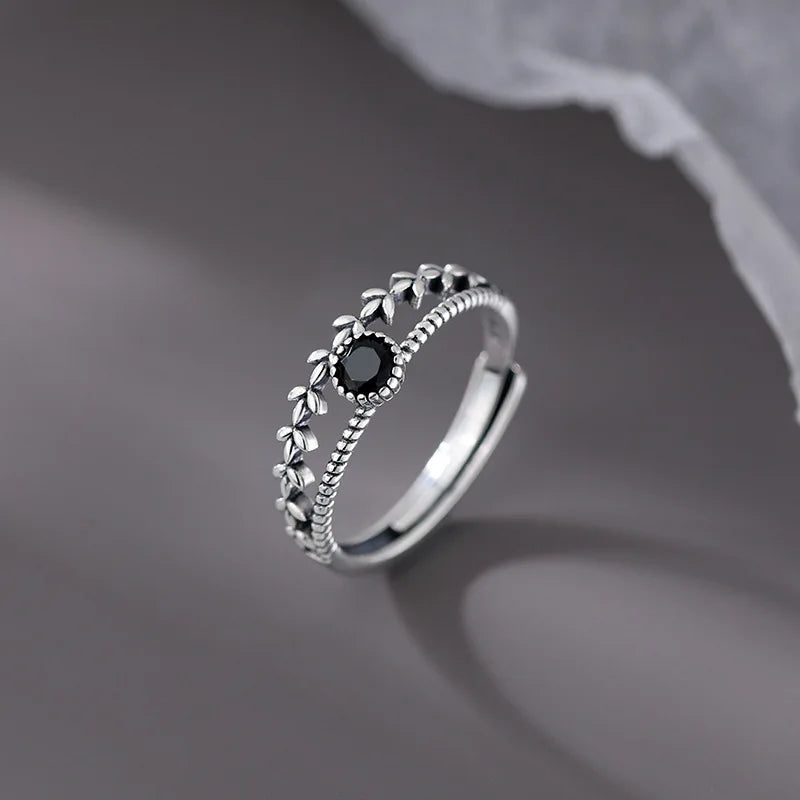 Wheat Ears Leaf Zircon Ring of Natural Elegance