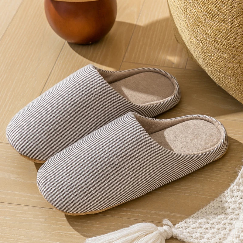 Veronica | Gestreepte pantoffels met antislipzolen