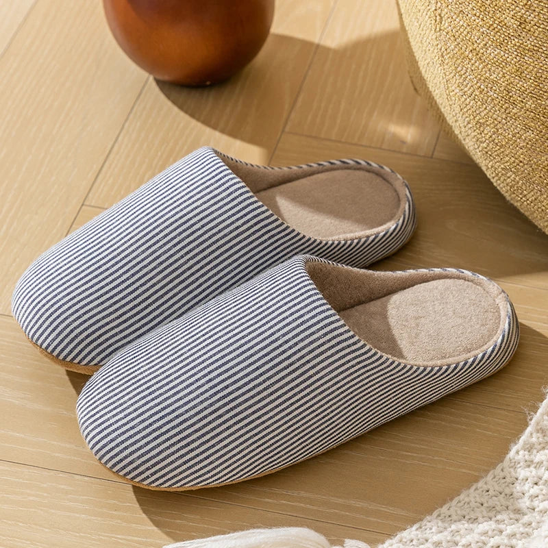 Veronica | Gestreepte pantoffels met antislipzolen