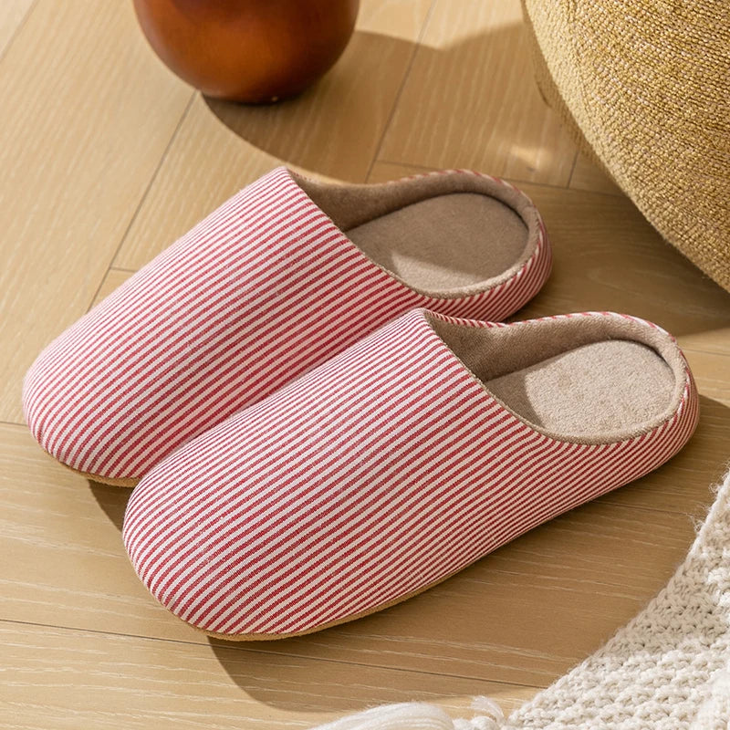 Veronica | Gestreepte pantoffels met antislipzolen