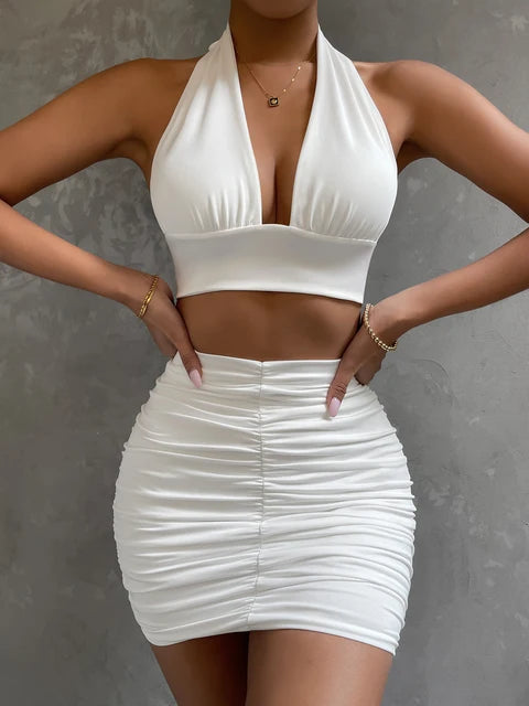 Kant V-hals Sexy Tweedelige Set