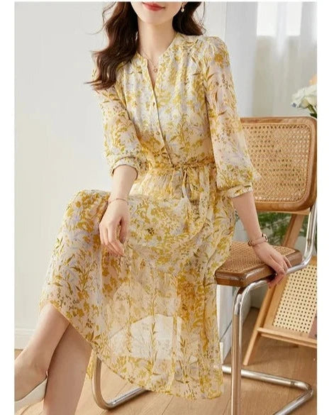 Vimly Chiffon Bloemenjurk