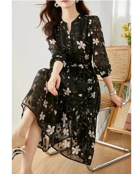 Vimly Chiffon Bloemenjurk