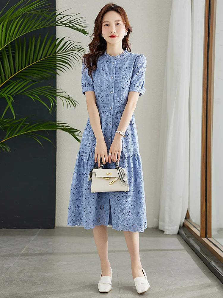 Nova Baumwollschicht Midi-Kleid für Frauen