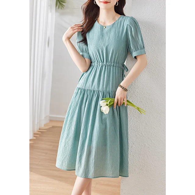 Zonnestraal Lyocell Draw String Tiered Midi Jurk