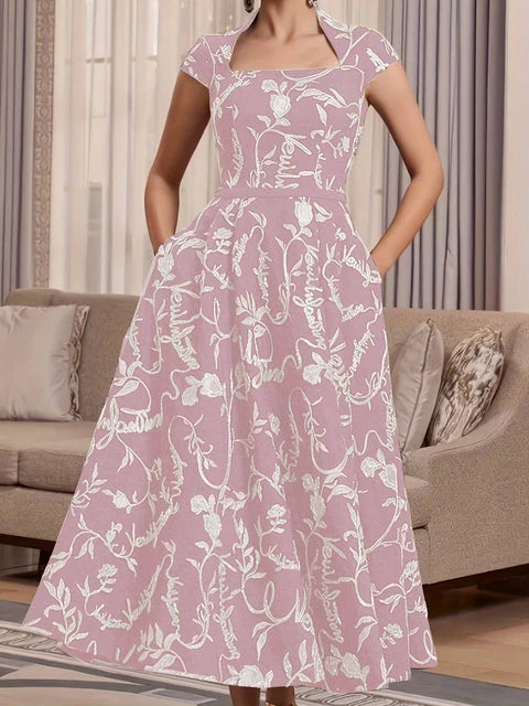 Radiant Elegance Vintage Floral Women's Dress