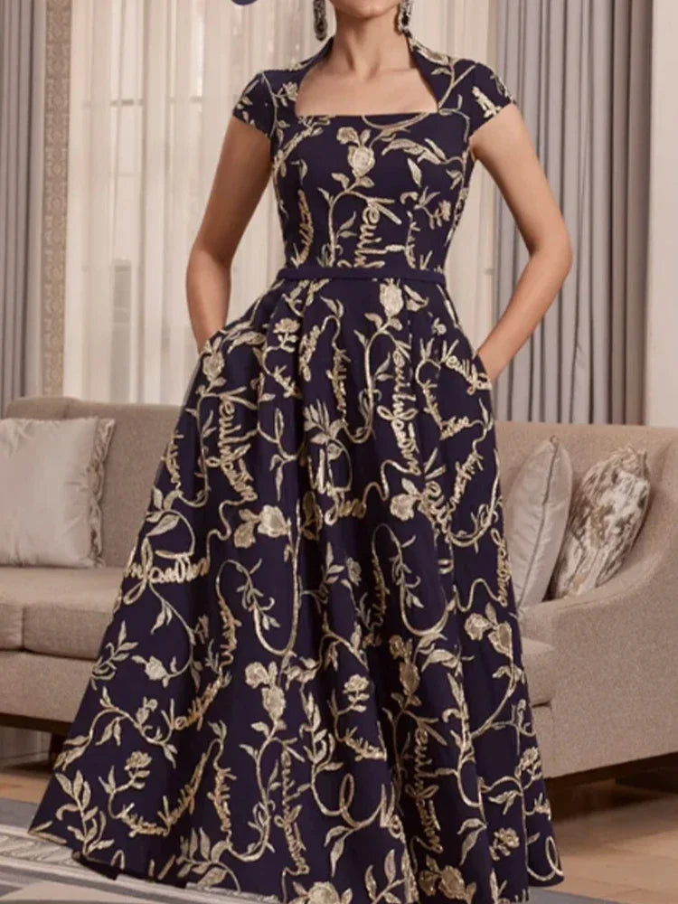 Radiant Elegance Vintage Floral Women's Dress