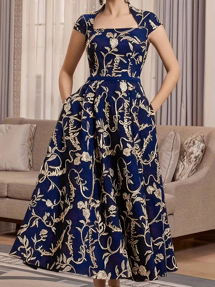 Radiant Elegance Vintage Floral Women's Dress