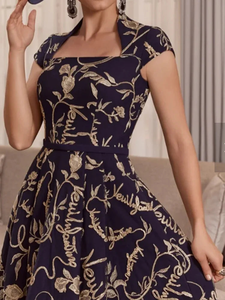 Radiant Elegance Vintage Floral Women's Dress