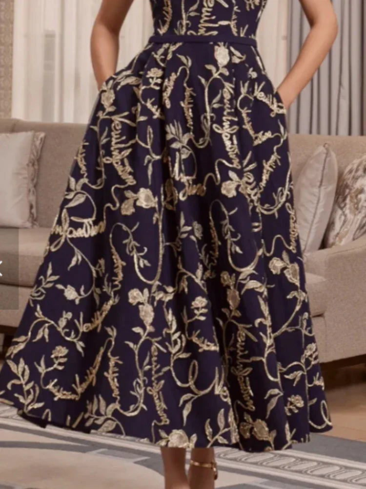 Radiant Elegance Vintage Floral Women's Dress