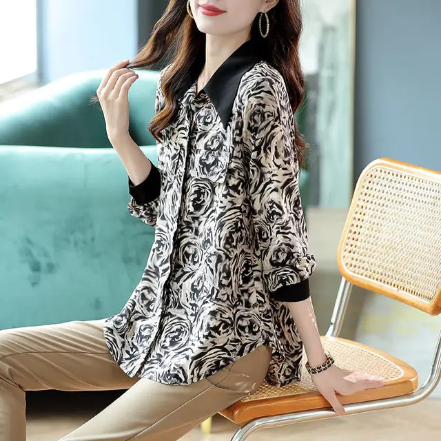 Vintage Chiffon Blouse with Pleat Details