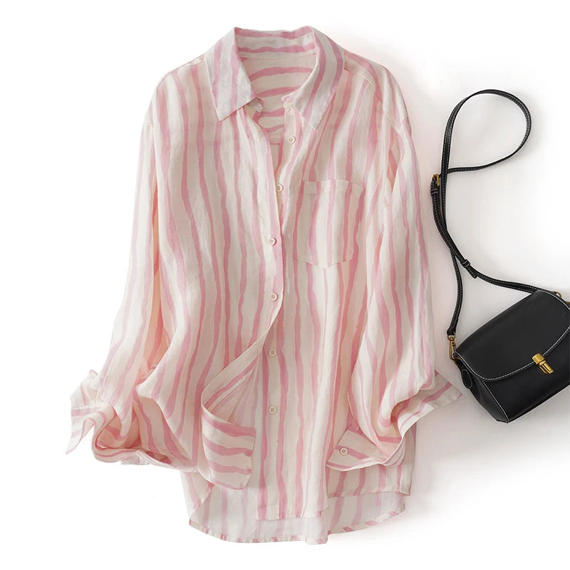 Prachtige Zomer Gestreepte Damesblouse