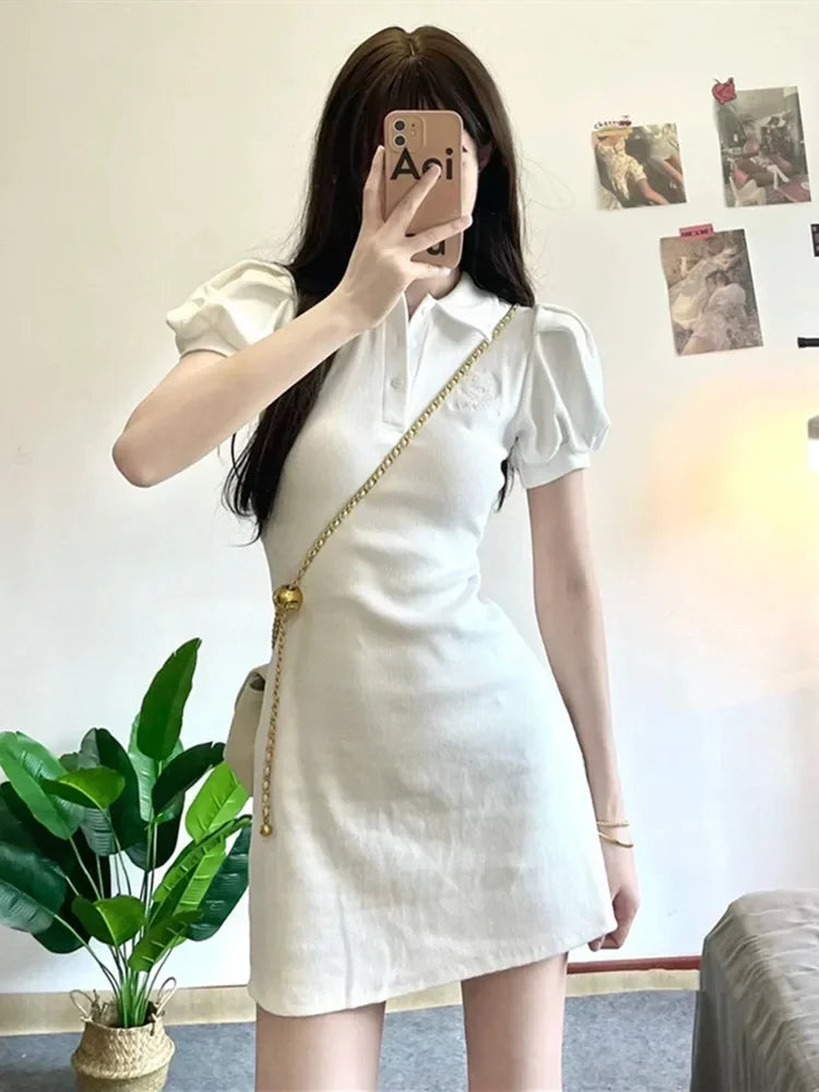 ModeMeester Vintage Abito Attillato con Maniche Corte