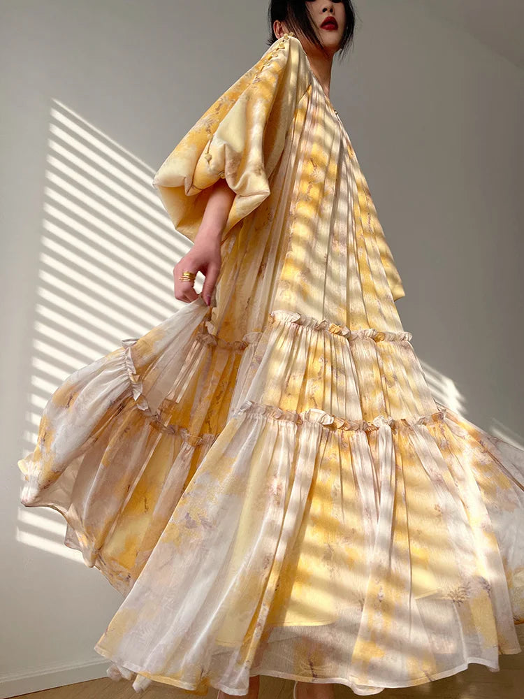 Zomerse Midi Jurk met Prints van Bella Éclat