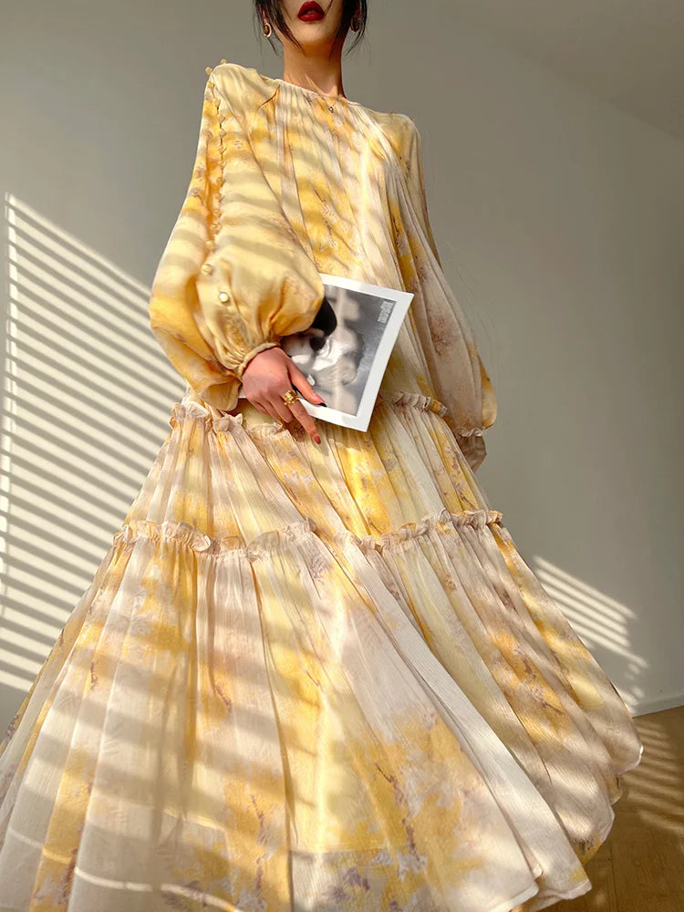 Zomerse Midi Jurk met Prints van Bella Éclat