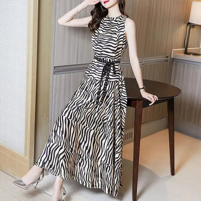Enchanting Summer Zebra Patchwork Dress by ChicAura