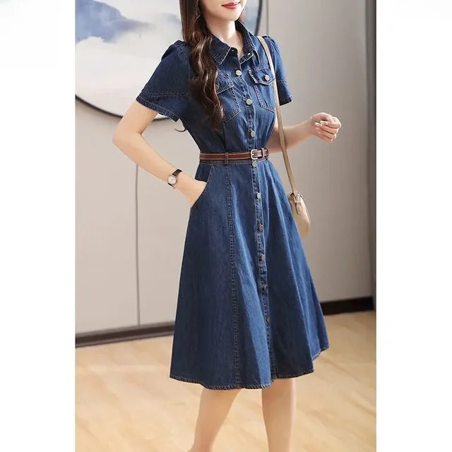 Vintage Denim Zomerjurk voor Vrouwen