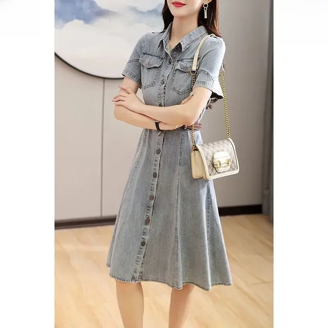 Vintage Denim Zomerjurk voor Vrouwen