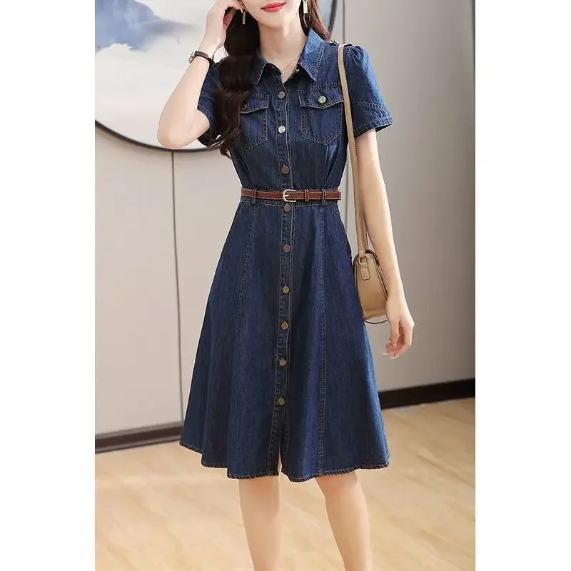 Vintage Denim Zomerjurk voor Vrouwen