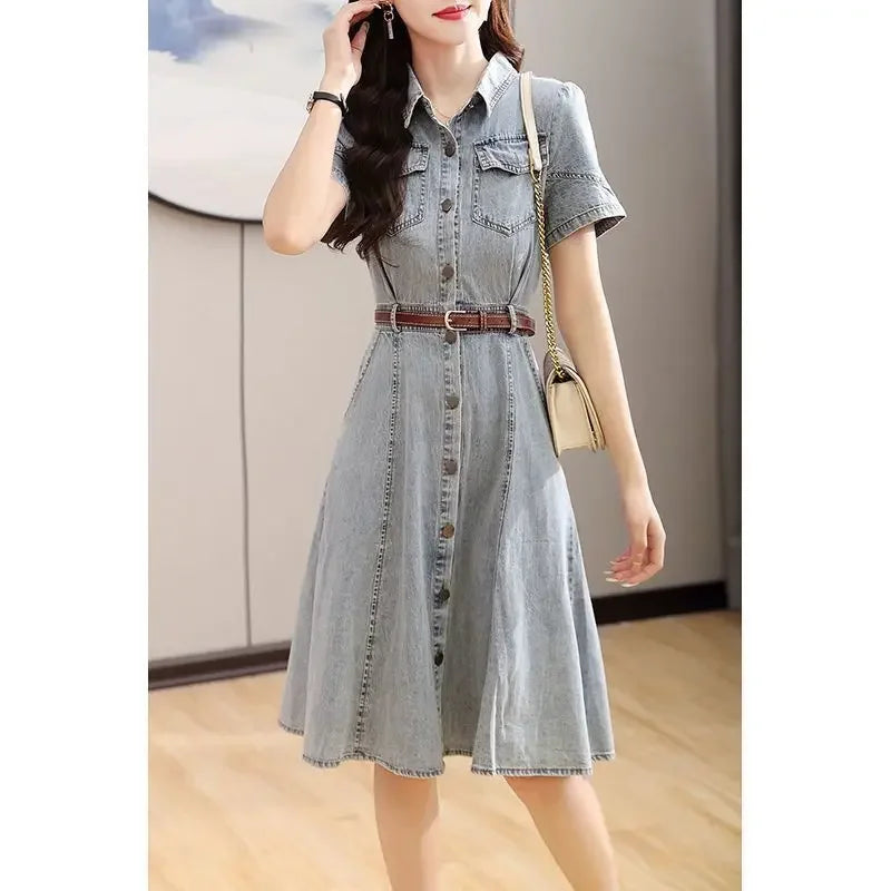 Vintage Denim Zomerjurk voor Vrouwen