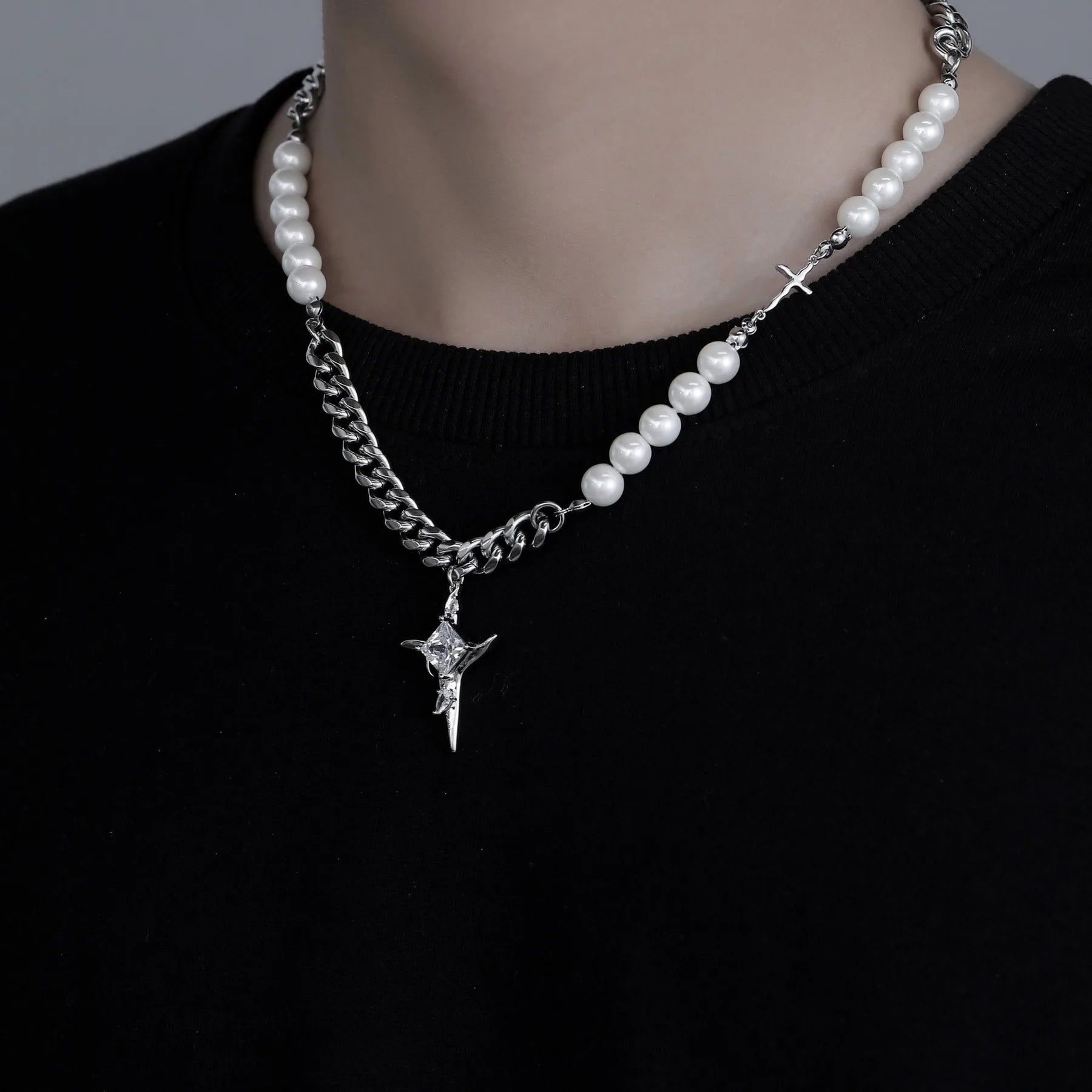 StellaNova Schwarzer Stern Anhänger Choker Halskette für Männer Frauen