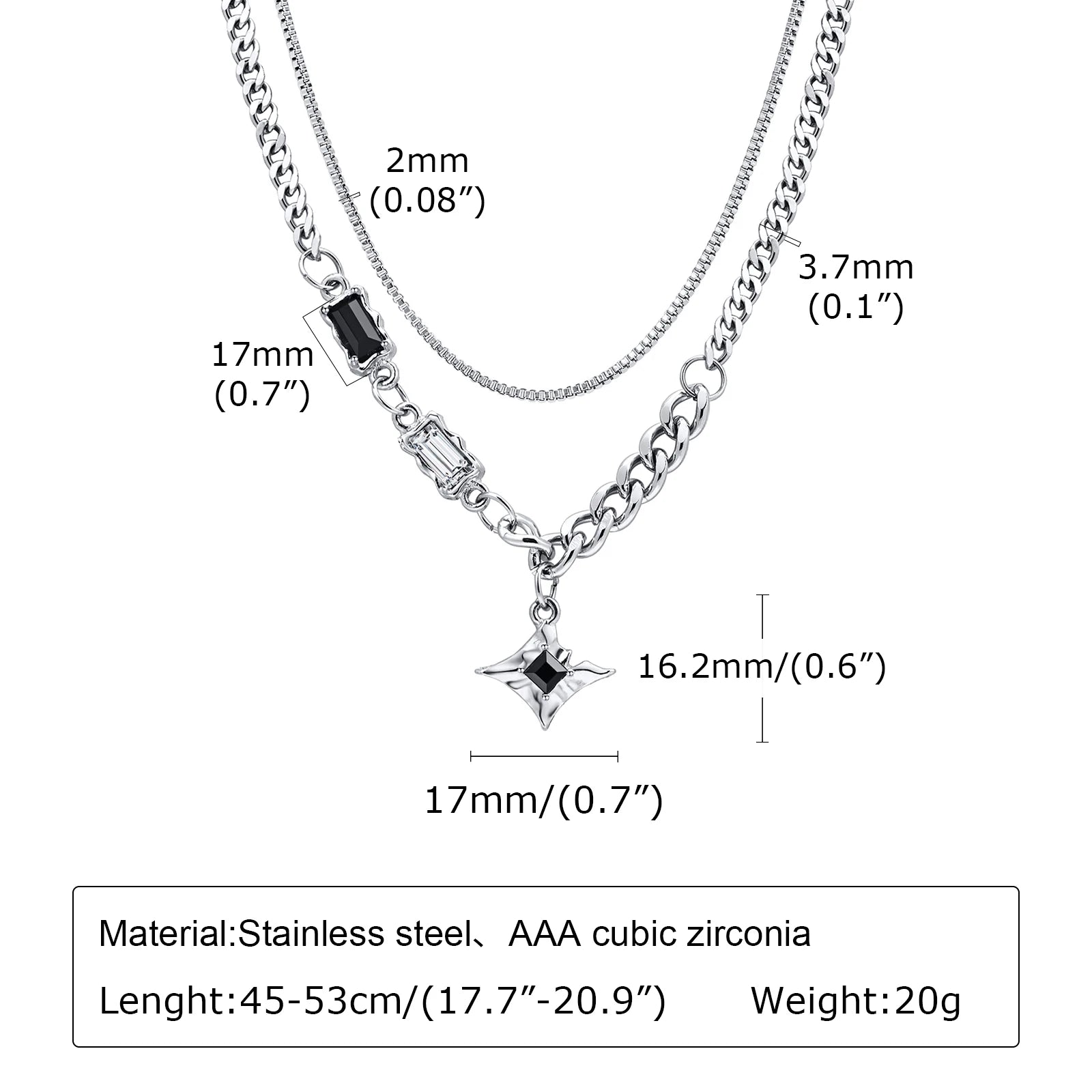 StellaNova Schwarzer Stern Anhänger Choker Halskette für Männer Frauen