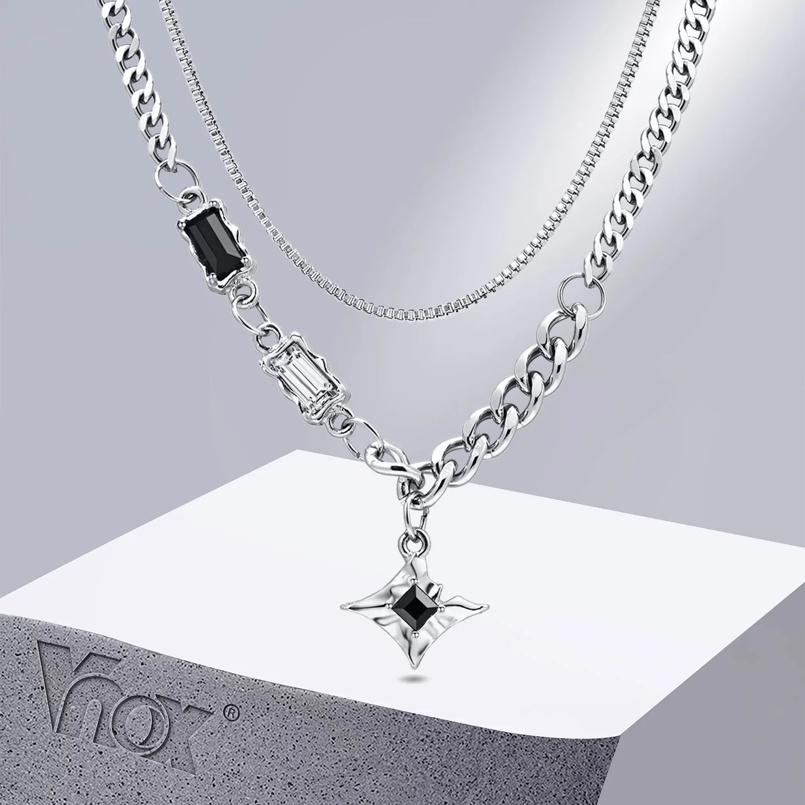 StellaNova Schwarzer Stern Anhänger Choker Halskette für Männer Frauen