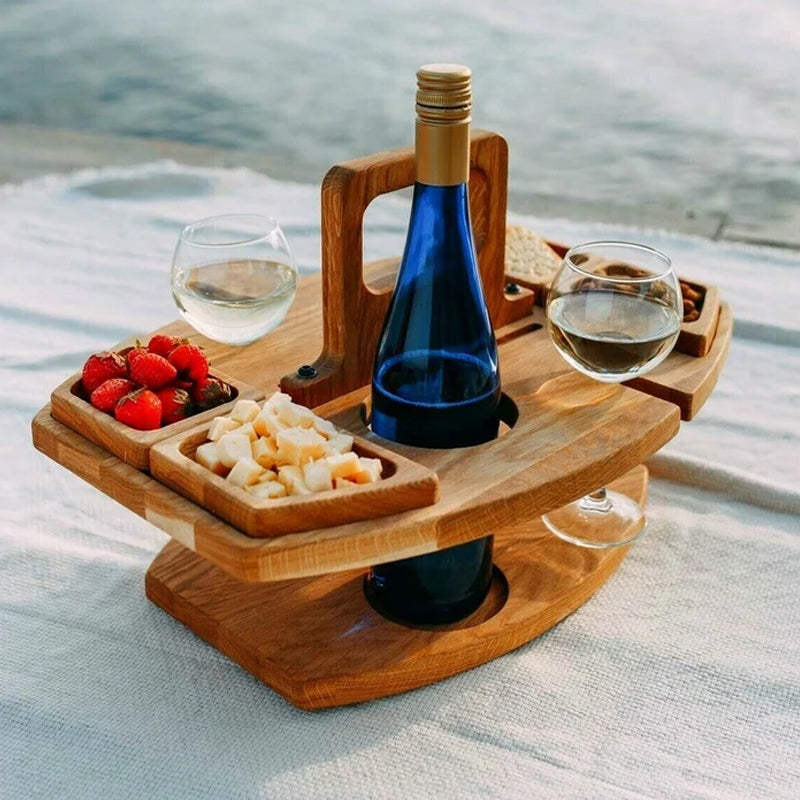 Tavolo Pieghevole per Picnic all'Aperto con Scomparti per Snack